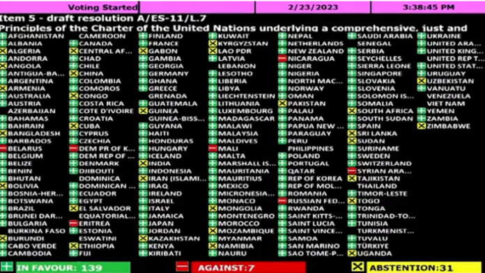 UN Vote against Russia